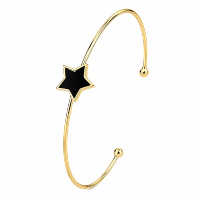 Bracciale schiava in argento placcato oro con stella in onice