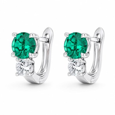 Orecchini trilogy emerald in argento rodiato con pietre verde smeraldo