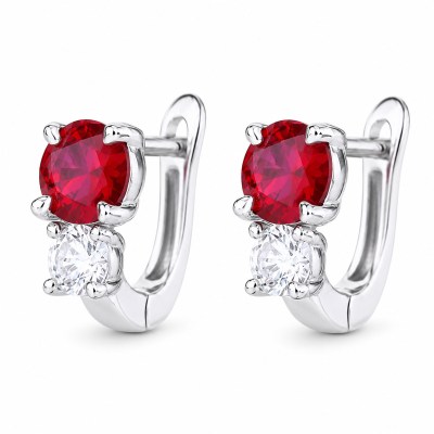 Orecchini trilogy in argento rodiato con zirconi bianchi e ruby #8