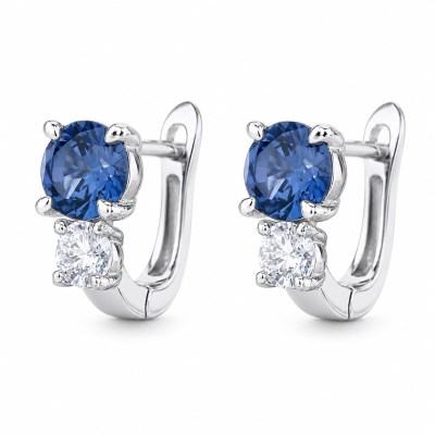 Orecchino trilogy in argento rodiato con zirconi bianchi e nano sapphire