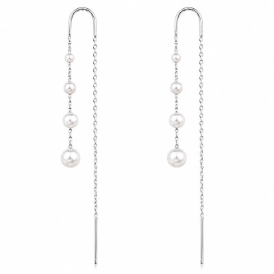 Orecchini in argento rodiato con filo e perle shell