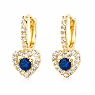recOrecchini in argento placcato oro con cerchietto e pendente a cuore con spinello #113