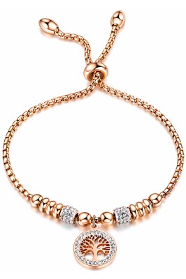 Bracciale Reiko rose da 22 cm in acciaio anallergico dorato con Cubic Zirconia
