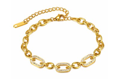 Bracciale Reiko in acciaio anallergico dorato con Cubic Zirconia