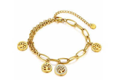 Bracciale Reiko in acciaio anallergico dorato con Cubic Zirconia