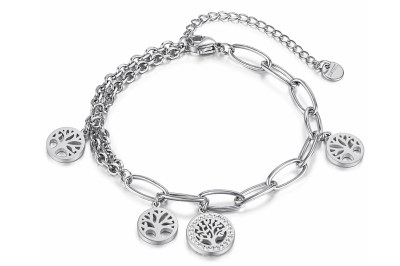 Bracciale Reiko in acciaio anallergico bianco con Cubic Zirconia
