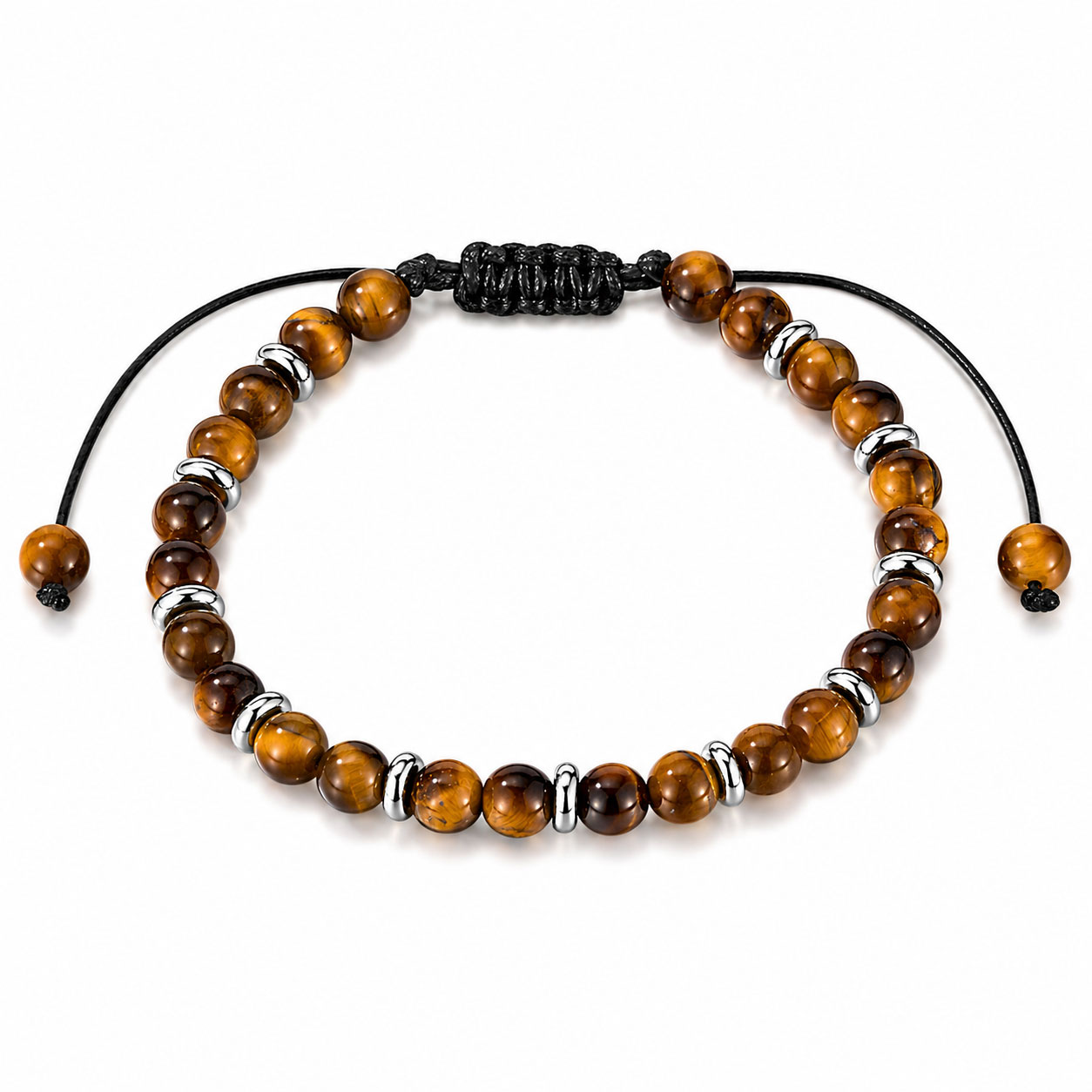 Bracciale Reiko da 28 cm in acciaio anallergico bianco e corda