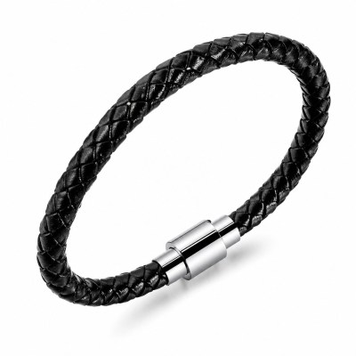 Bracciale Reiko da 21 cm in acciaio anallergico bianco e pelle sintetica