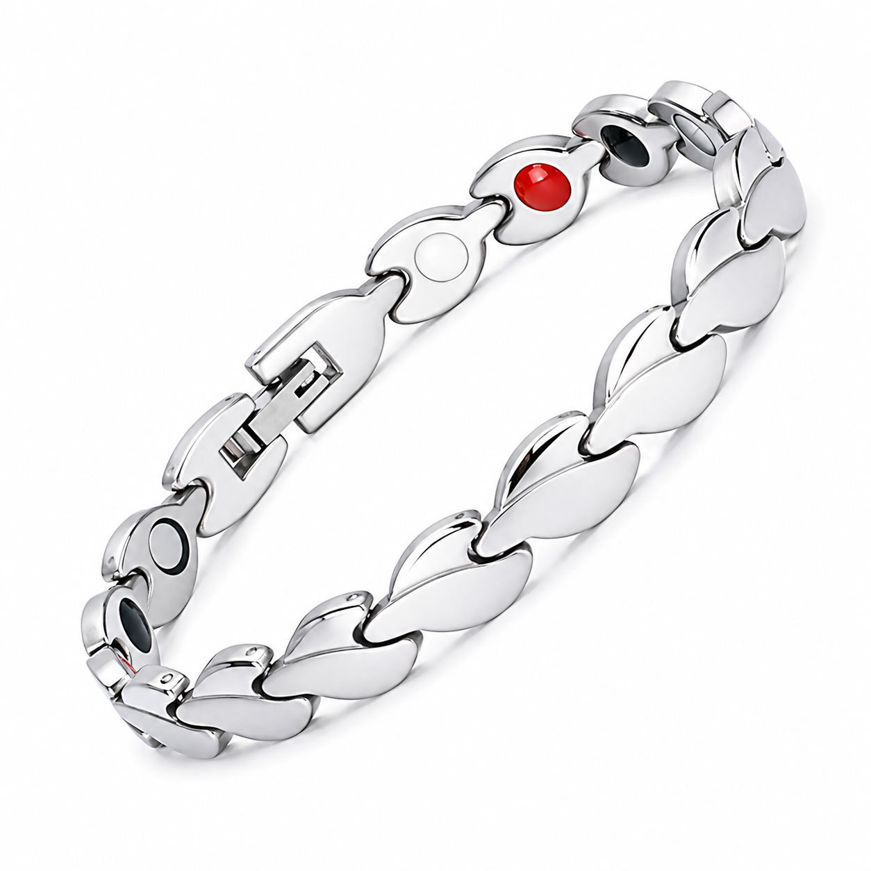 Bracciale Reiko da 21,2 cm in acciaio anallergico bianco con Energy Stone