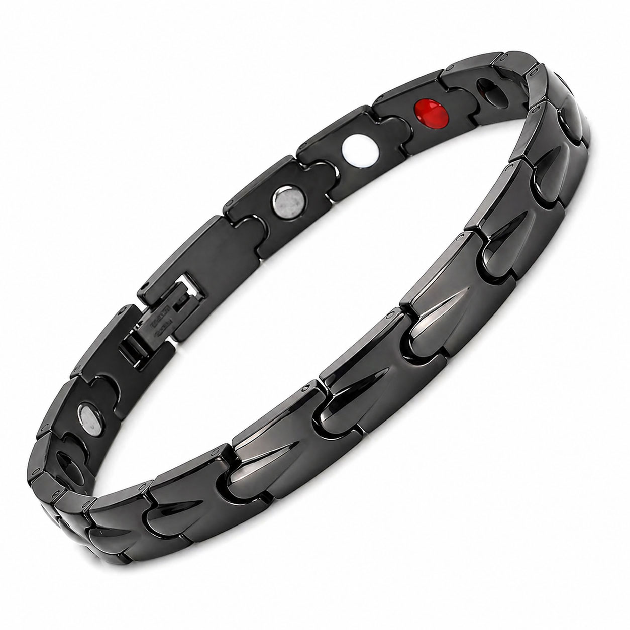 Bracciale Reiko da 21,4 cm in acciaio anallergico nero con Energy Stone