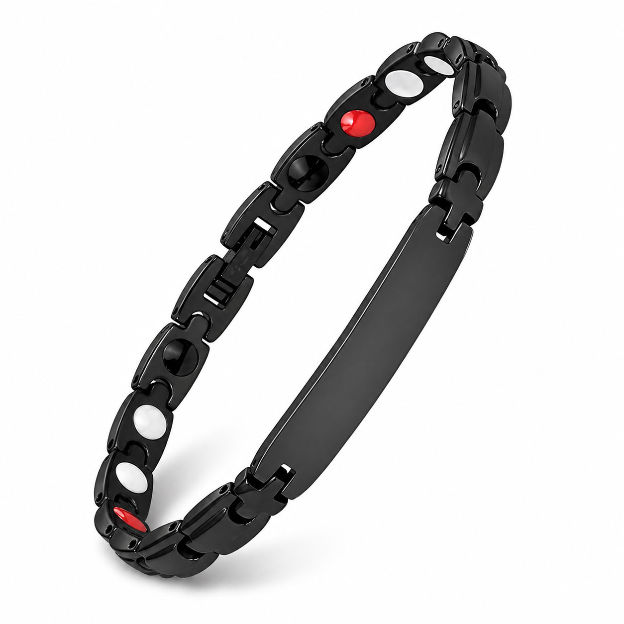 Bracciale Reiko da 19,9 cm in acciaio anallergico nero con Energy Stone