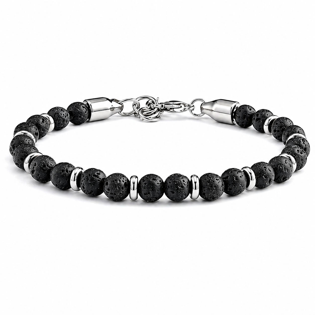 Bracciale Reiko in acciaio anallergico bianco con Volcanic Stone